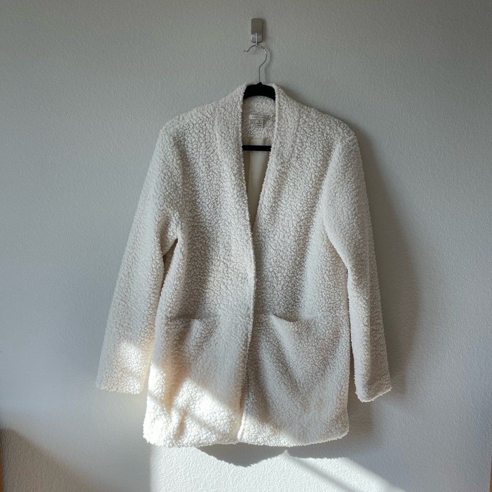 Cozy Casual Sherpa Jacket White Ivory Size S EUC